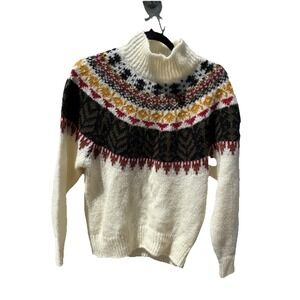 Vintage BHS  Made In Taiwan Size 10 12 Fair Aisle Acrylic Wool Crew Sweater